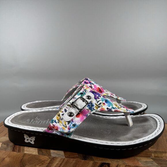 Alegria Vanessa White Wedge Comfort Sandals Woman’s 38 US Sz 8 - Picture 1 of 6